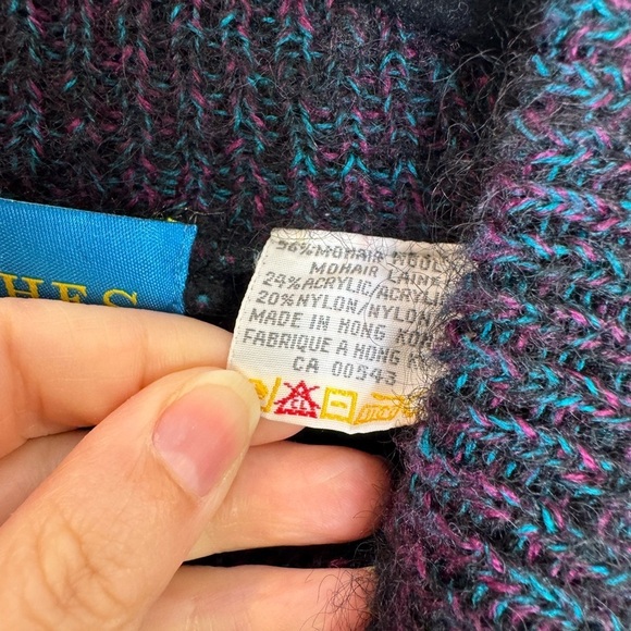 Vintage blue and purple bubble texture chunky sweater knit size medium - Picture 6 of 8